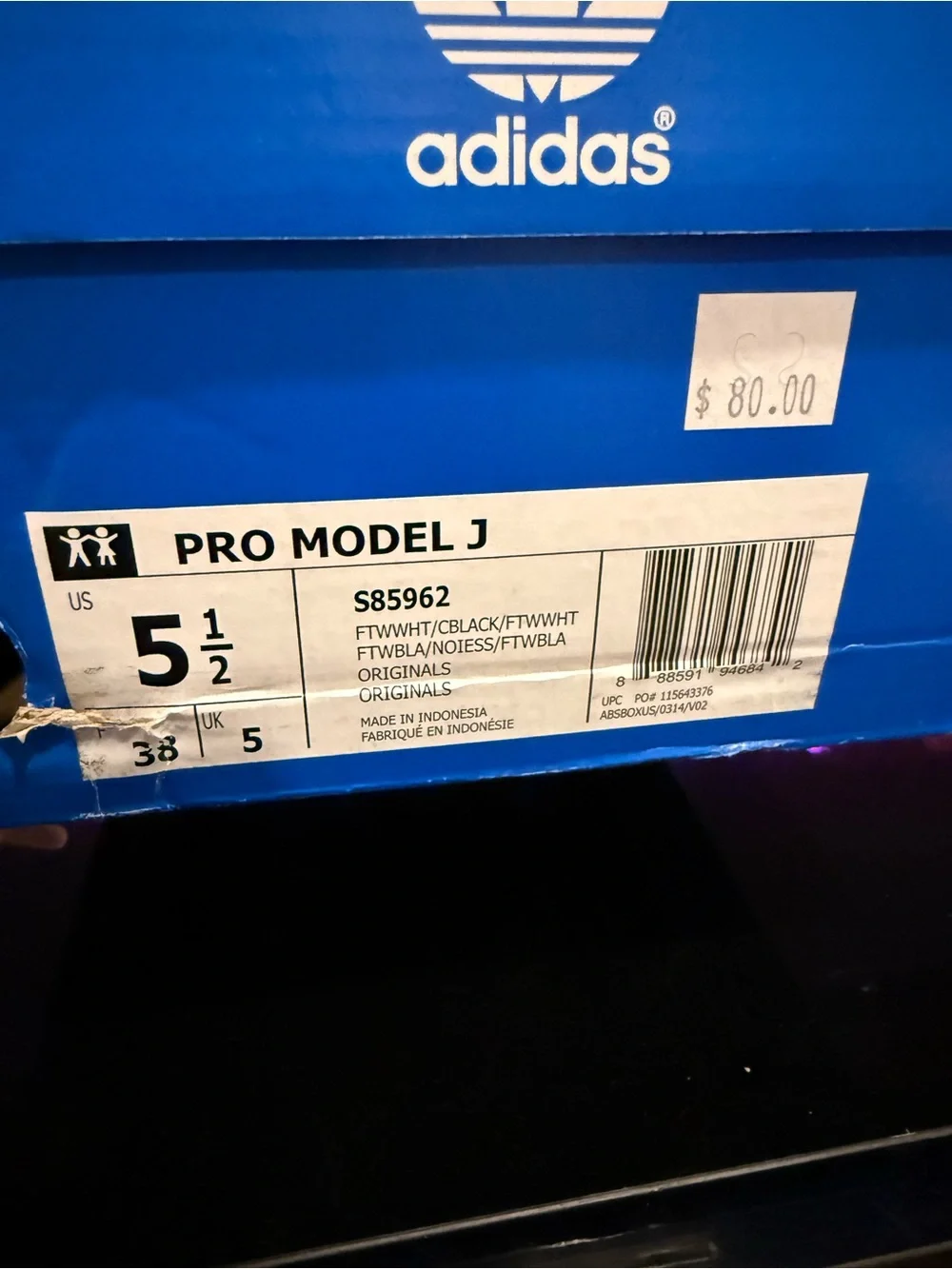 adidas White and Black Kids Classic Shell-Toe Sneakers